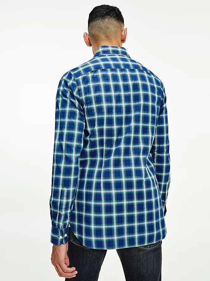 Tommy Hilfiger Shadow Check Slim Fit Skjorte Herre Blå | XCAEBM-072