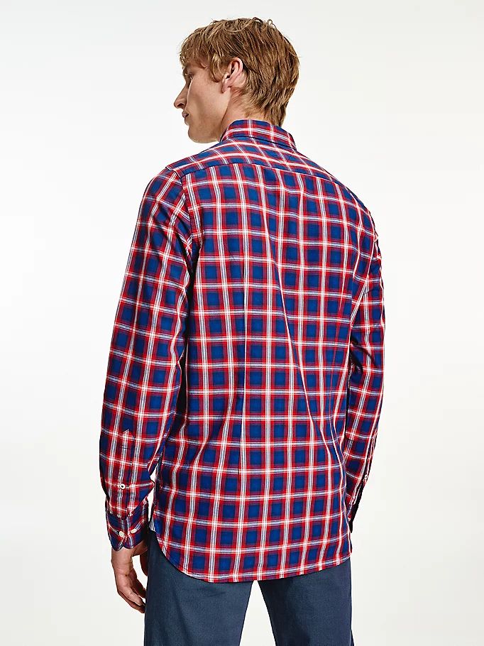 Tommy Hilfiger Shadow Check Slim Fit Skjorte Herre Blå | ZJUHPD-742