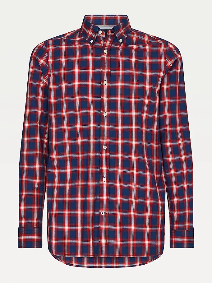 Tommy Hilfiger Shadow Check Slim Fit Skjorte Herre Blå | ZJUHPD-742