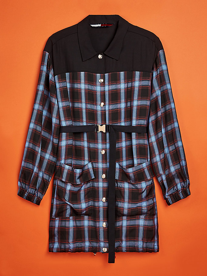 Tommy Hilfiger Shadow Check Viscose Kjoler Dame Rød | PYMETZ-107