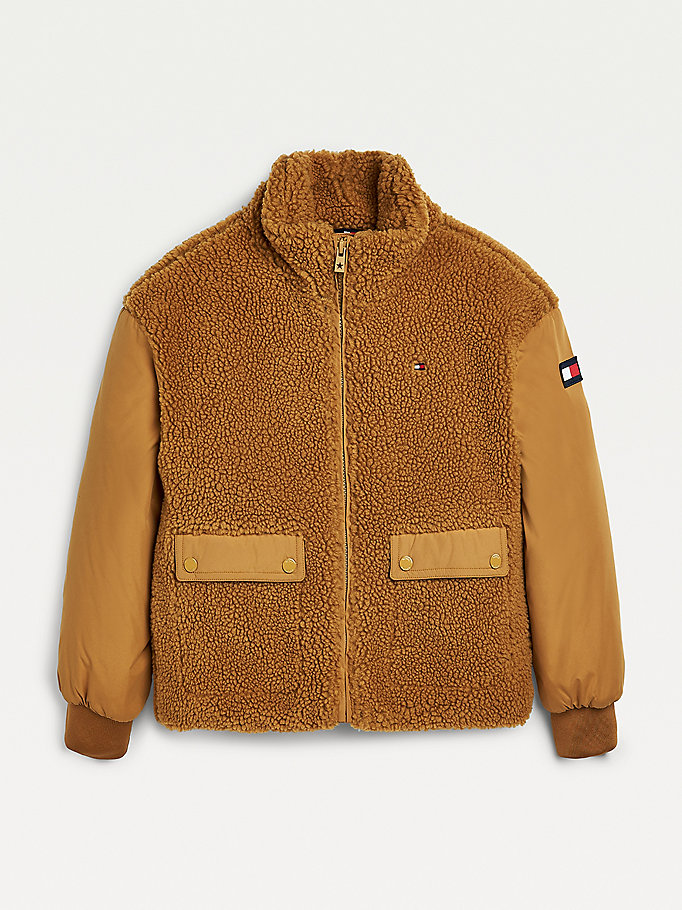 Tommy Hilfiger Sherpa Detail Jakke Jente Brune | WZIHXN-710