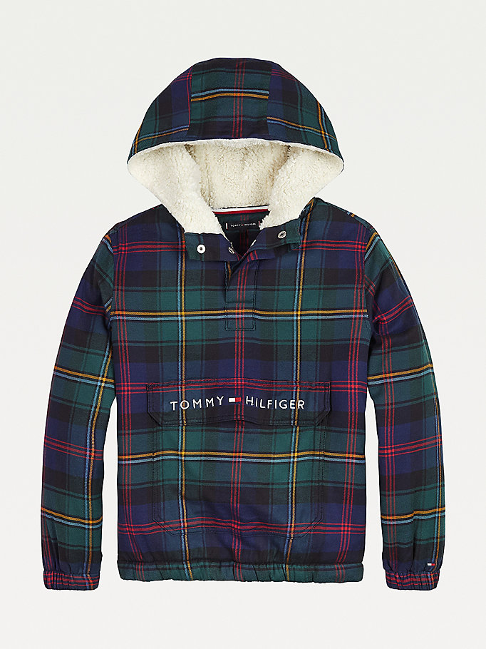 Tommy Hilfiger Sherpa Hood Check Over Skjorte Gutt Grønn | RGDTCZ-098