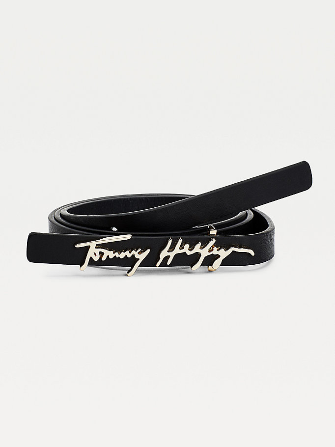 Tommy Hilfiger Signature Belte Dame Svarte | YHDVLN-049