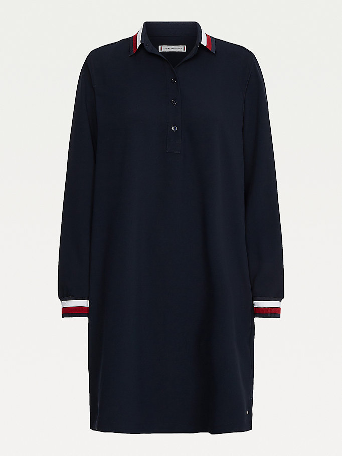 Tommy Hilfiger Signature Detail Crepe Shift Kjoler Dame Blå | RYJCMF-014