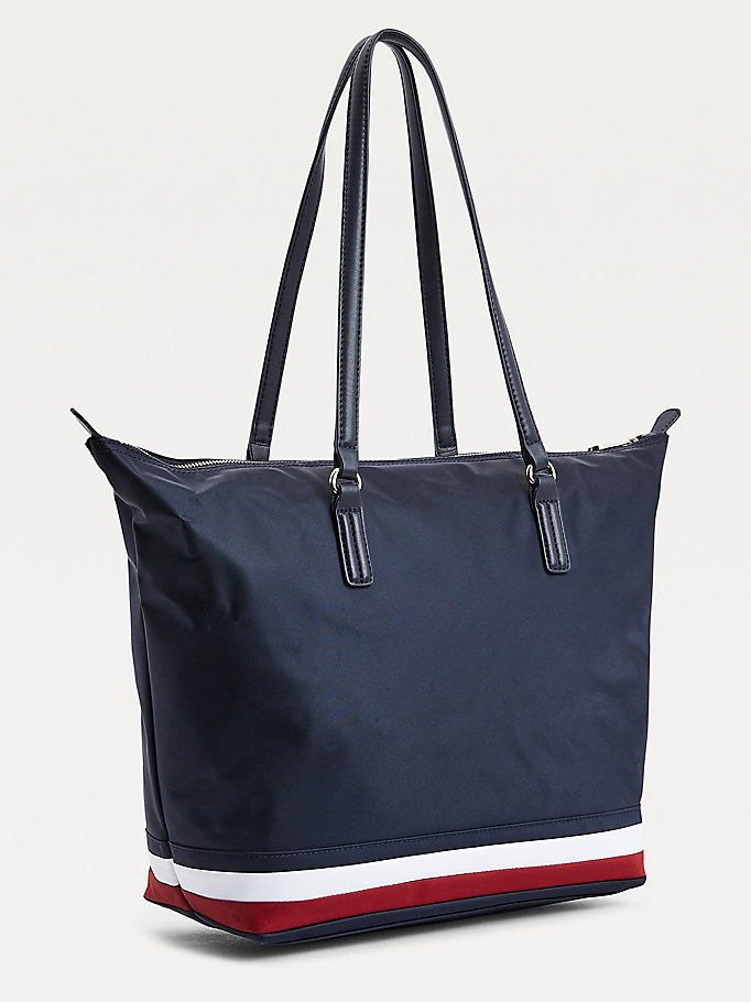 Tommy Hilfiger Signature Detail Monogram Tote Veske Dame Blå | ONLZUX-760