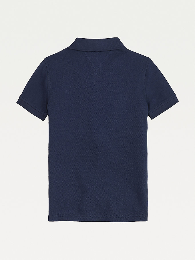 Tommy Hilfiger Signature Detail Organic Bomull Polo T Skjorte Gutt Blå | BXFWGZ-732