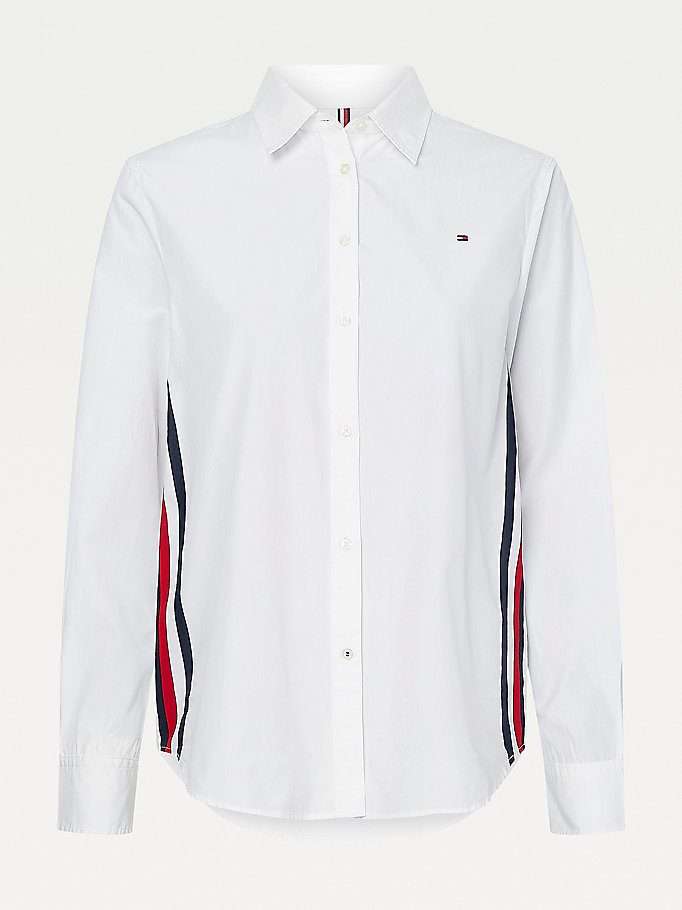 Tommy Hilfiger Signature Detailing Relaxed Fit Skjorte Dame Hvite | EIBGFR-680