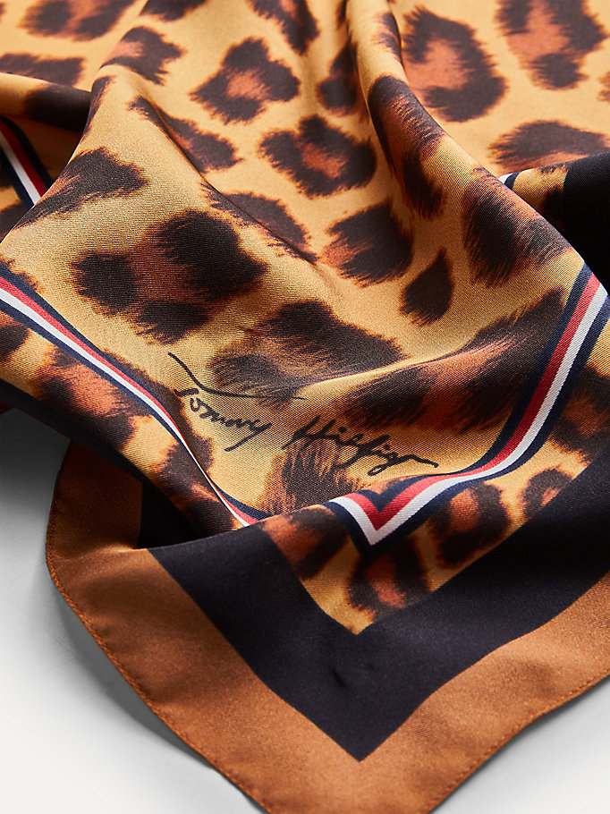 Tommy Hilfiger Signature Leopard Print Silk Skjerf Dame Leopard | AQHTFS-501