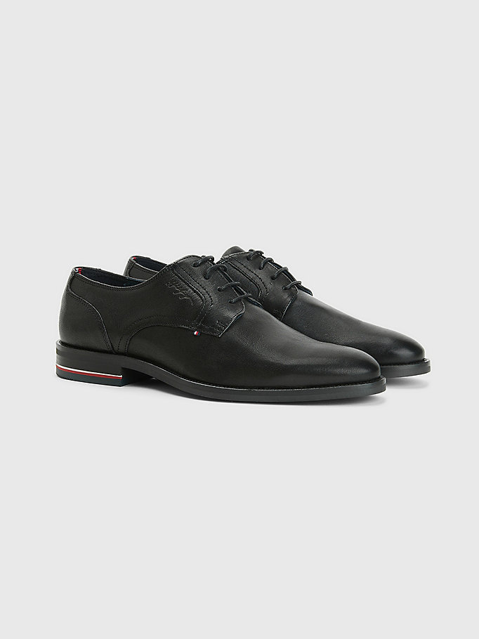 Tommy Hilfiger Signature Logo Brogue Sko Herre Svarte | STLBKH-754