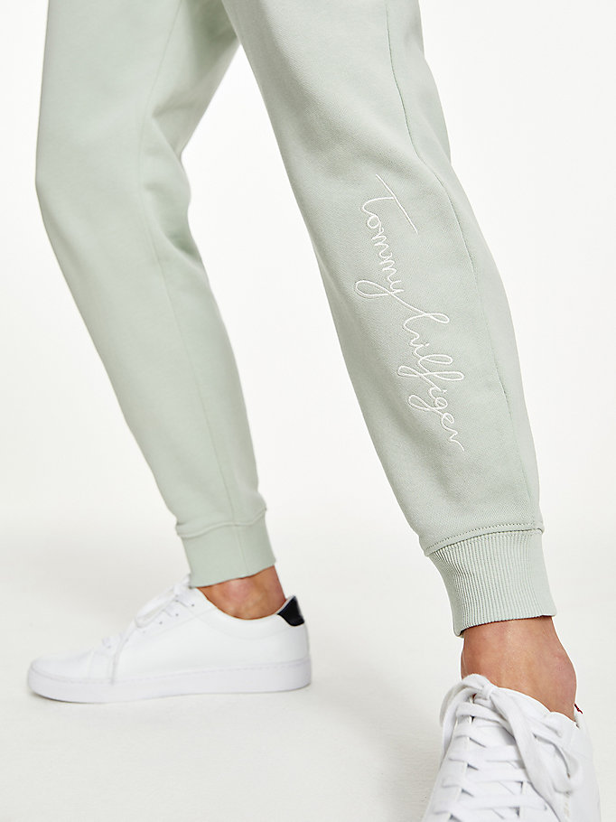 Tommy Hilfiger Signature Logo Joggers Dame Grønn | EVZLFK-094