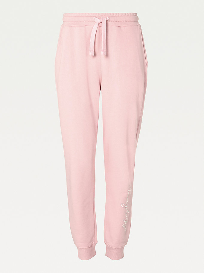 Tommy Hilfiger Signature Logo Joggers Dame Rosa | HPJOQU-892