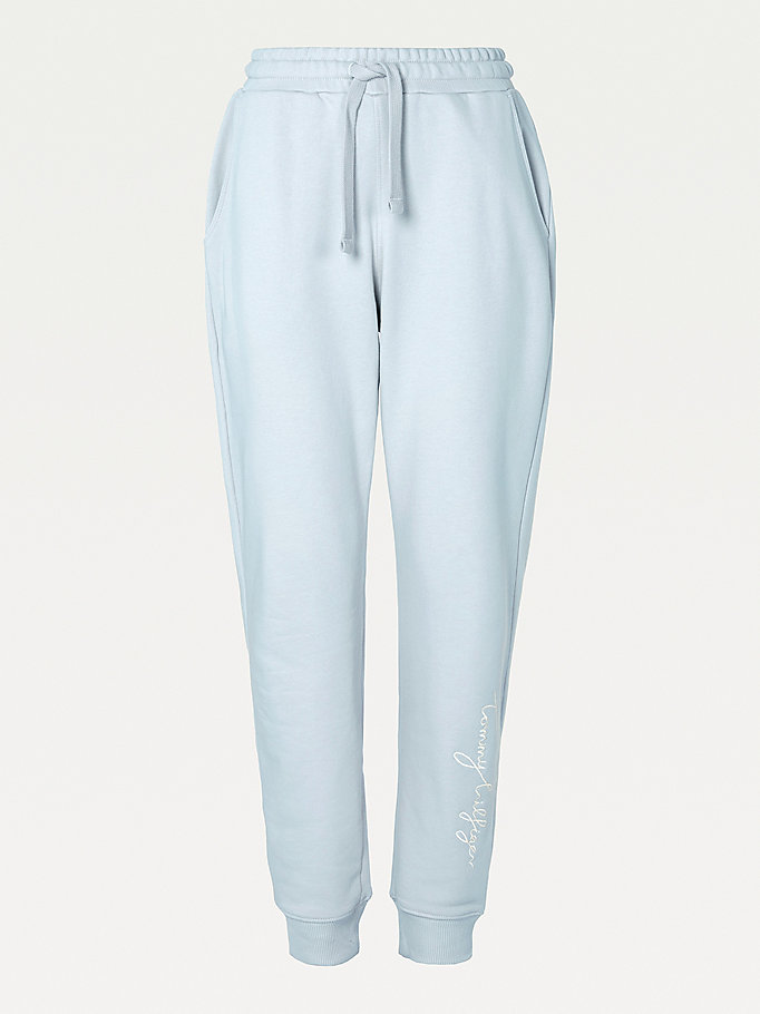 Tommy Hilfiger Signature Logo Joggers Dame Blå | UBXLOW-368