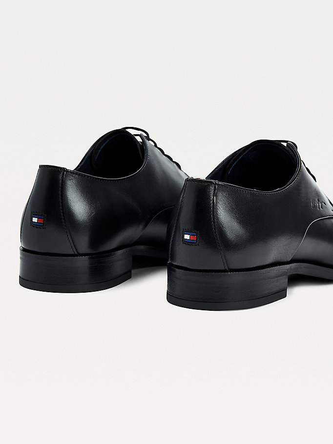 Tommy Hilfiger Signature Logo Lær Brogue Sko Herre Svarte | SGIJUX-306