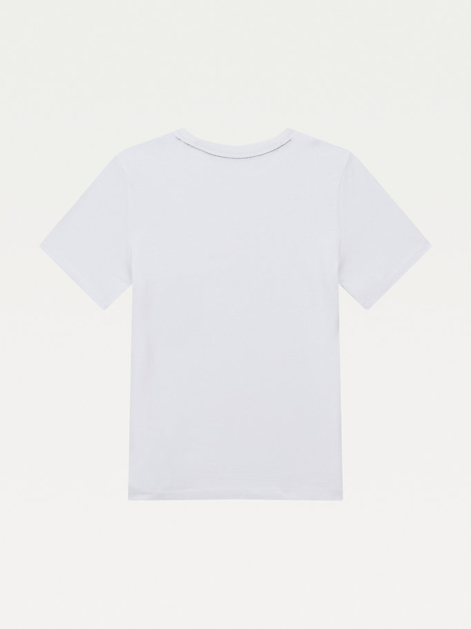 Tommy Hilfiger Signature Logo Organic Bomull T-skjorte Gutt Hvite | CGNBYU-296