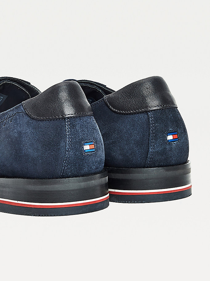 Tommy Hilfiger Signature Logo Semsket Skinn Brogue Sko Herre Blå | CTYVNB-642