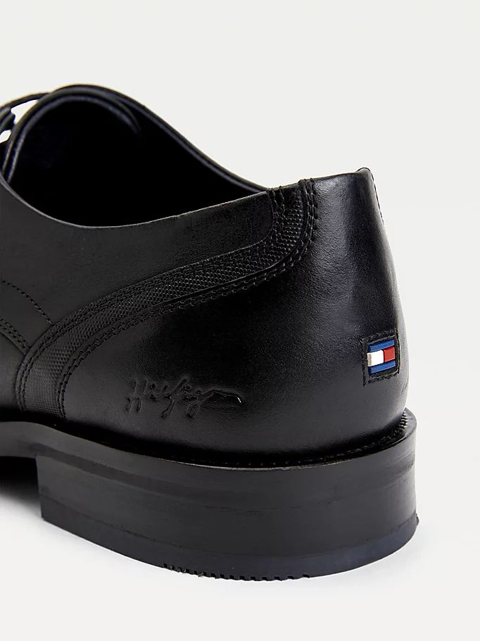 Tommy Hilfiger Signature Lær Brogue Sko Herre Svarte | RHPGEX-085