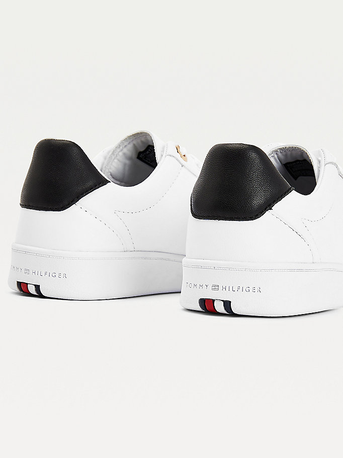 Tommy Hilfiger Signature Lær Joggesko Dame Hvite | NFPXOD-426