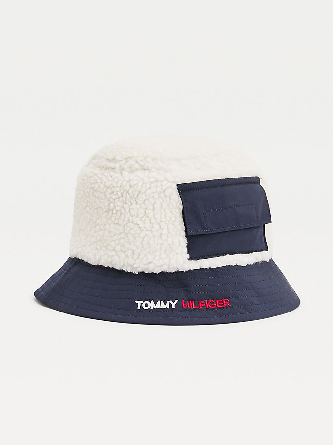 Tommy Hilfiger Signature Shearling Bucket Hatt Gutt Blå | EKCLGH-850