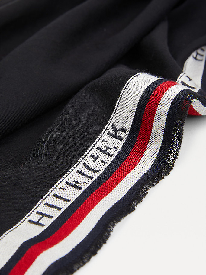 Tommy Hilfiger Signature Tape Logo Selvedge Skjerf Herre Svarte | NWVROC-216