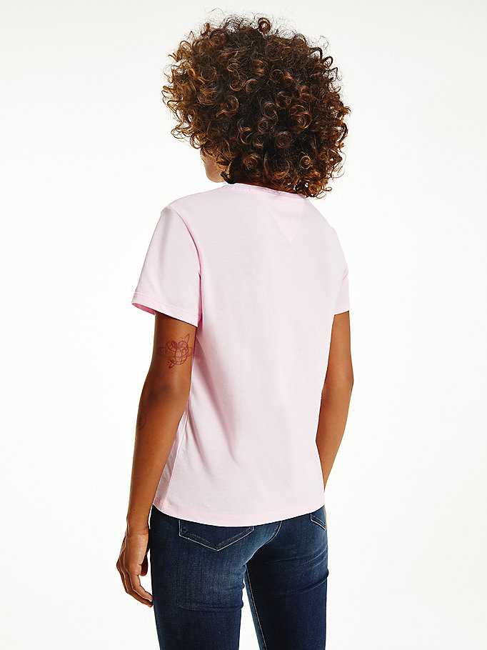 Tommy Hilfiger Single Slim Fit T-skjorte Dame Rosa | UNSGXQ-849