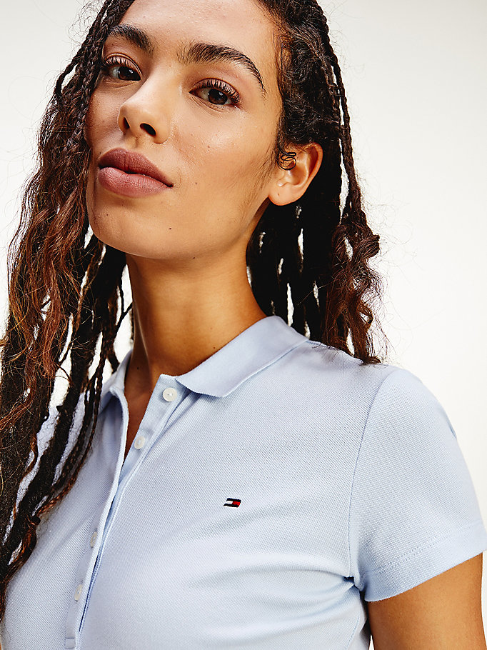 Tommy Hilfiger Slim Fit Polo T Skjorte Dame Blå | BLCQYX-064