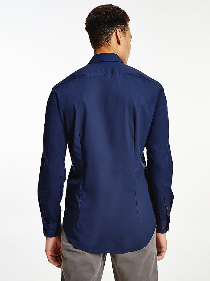 Tommy Hilfiger Slim Fit Stretch Bomull Skjorte Herre Blå | TNCSKI-456