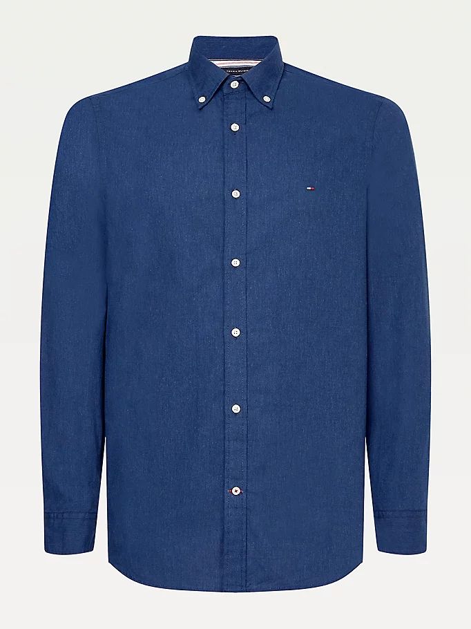 Tommy Hilfiger Slub Organic Bomull Slim Fit Skjorte Herre Blå | ZEHUWN-346