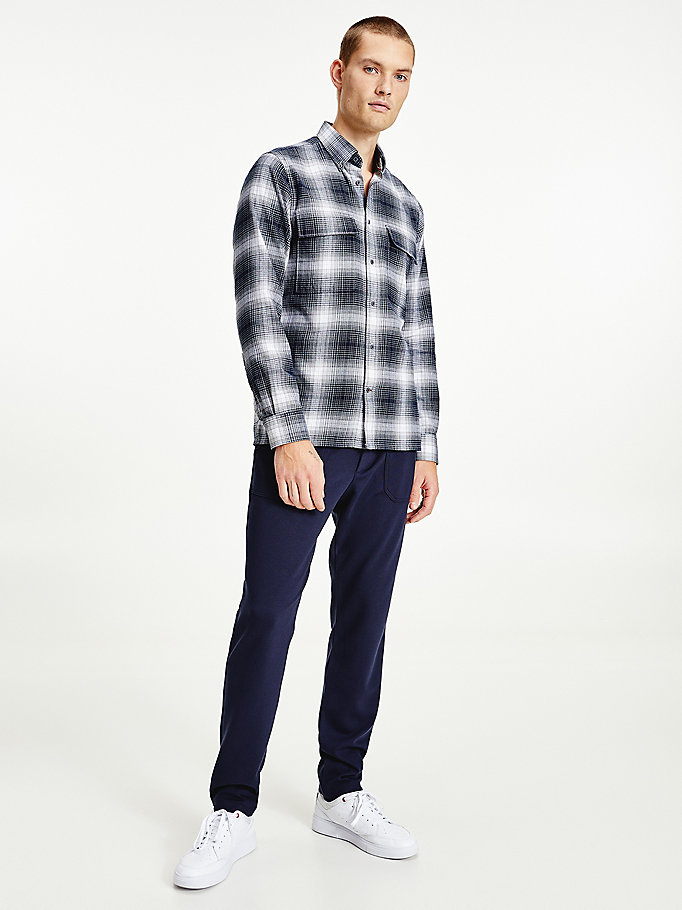 Tommy Hilfiger Slub Shadow Check Regular Fit Skjorte Herre Svarte | LNQBWO-502