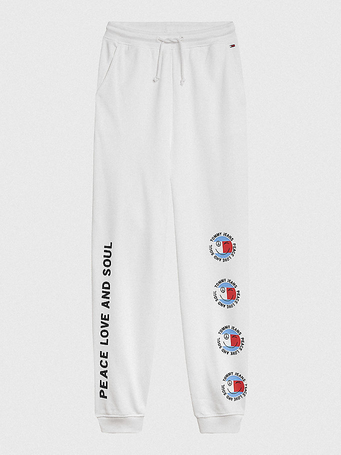 Tommy Hilfiger Smiley Peace Logo Joggers Dame Hvite | BPJXGO-971