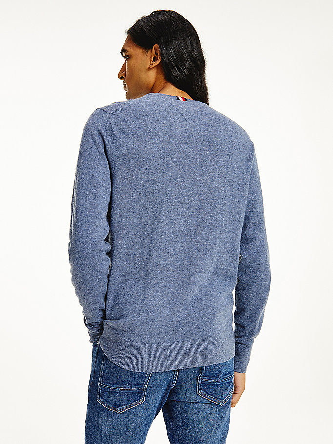 Tommy Hilfiger Soft Merino Wool Crew Neck Gensere Herre Blå | WXFEZT-389