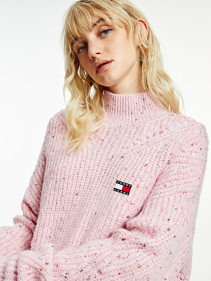 Tommy Hilfiger Soft Neppy Mixed Knit Gensere Dame Rosa | YCPLTA-190