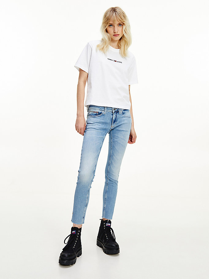 Tommy Hilfiger Sophie Low Rise Spli Skinny Jeans Dame Blå | ZWHJDI-948