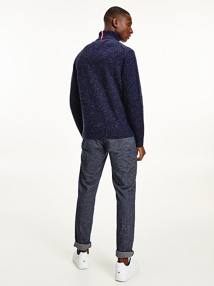 Tommy Hilfiger Speckled Roll Neck Relaxed Gensere Herre Blå | AEZVTD-365