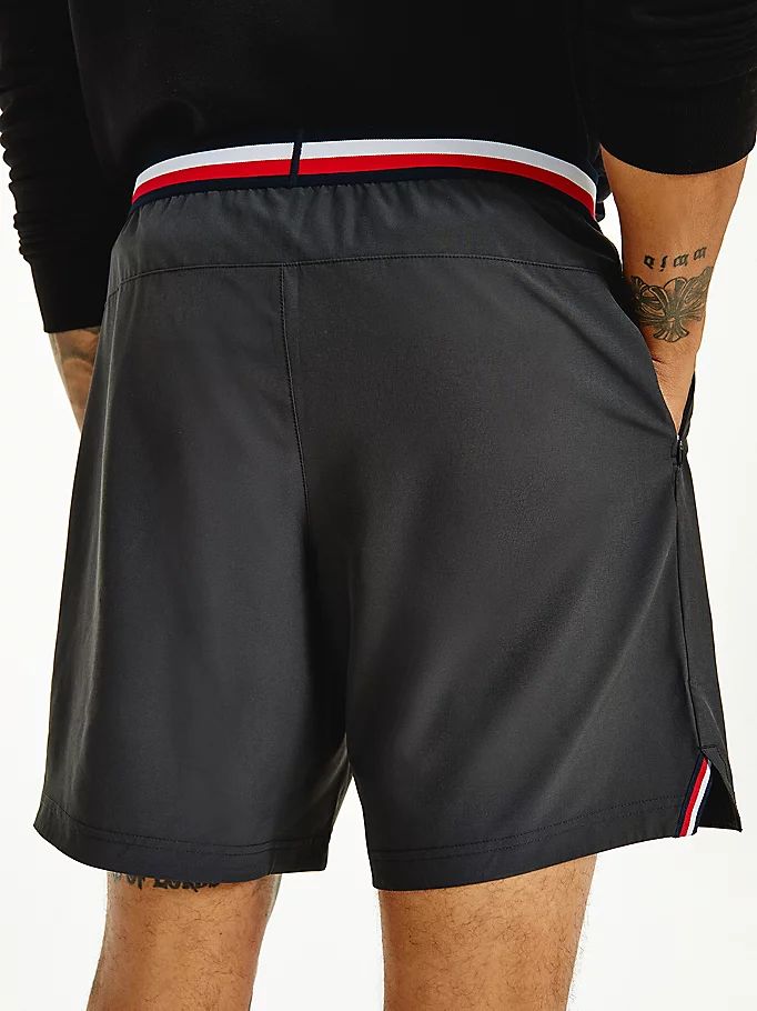 Tommy Hilfiger Sports Signature Tape Recycled Shorts Herre Svarte | HPDEWL-189