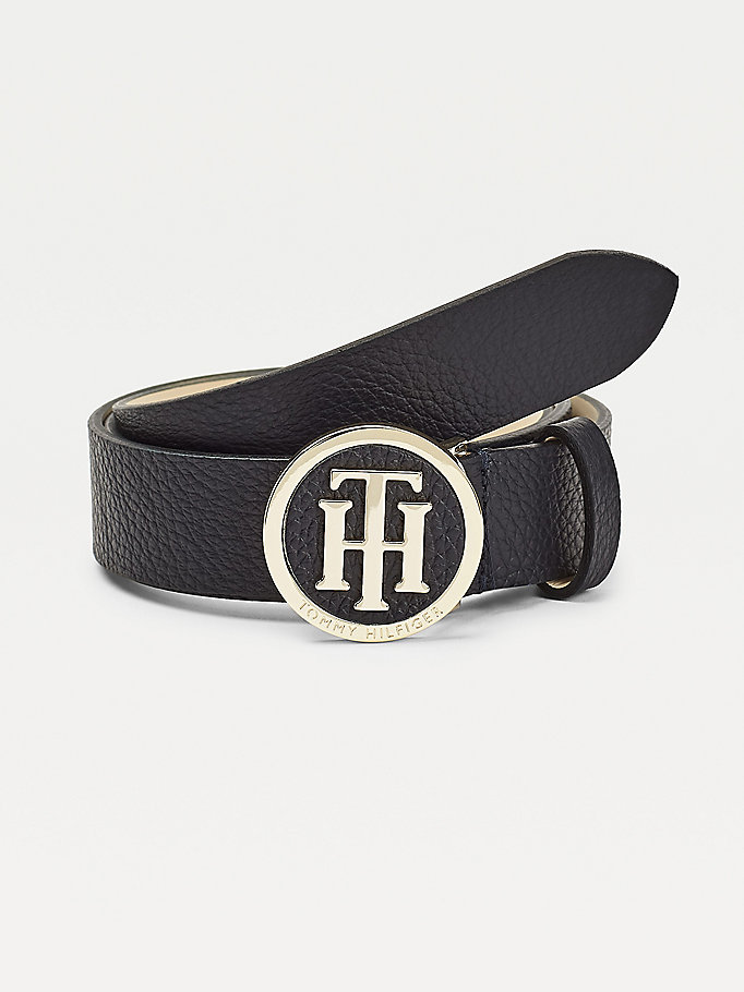 Tommy Hilfiger Statement Round Spenne Lær Belte Dame Blå | YRXCJP-640