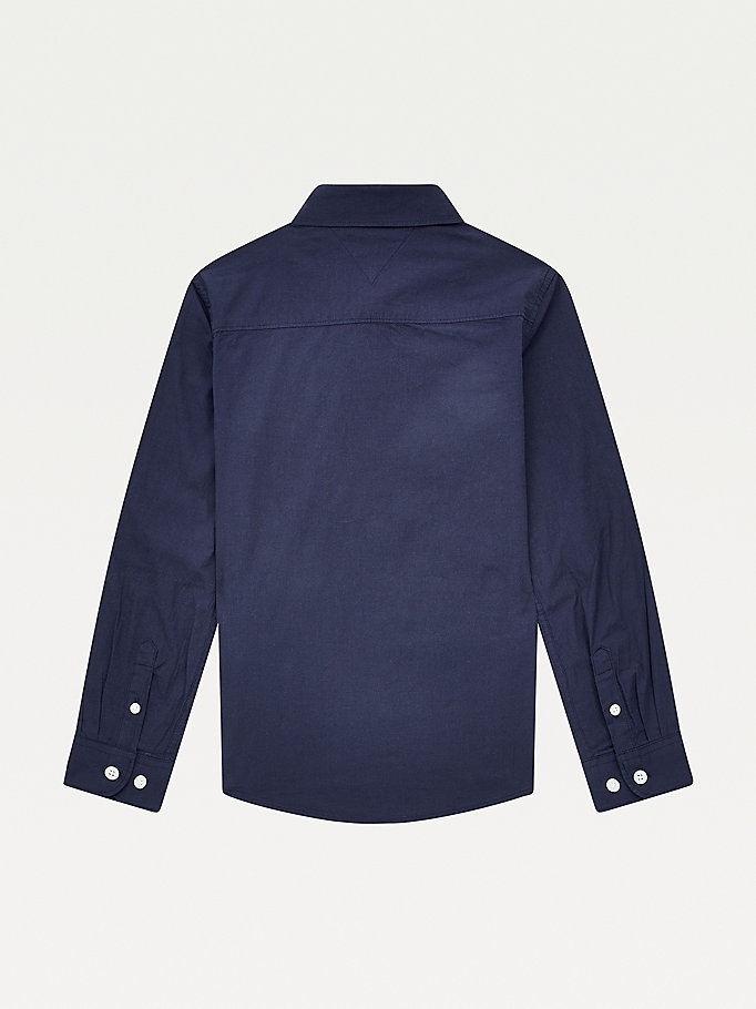 Tommy Hilfiger Stretch Bomull Poplin Skjorte Gutt Blå | YEGVZU-817