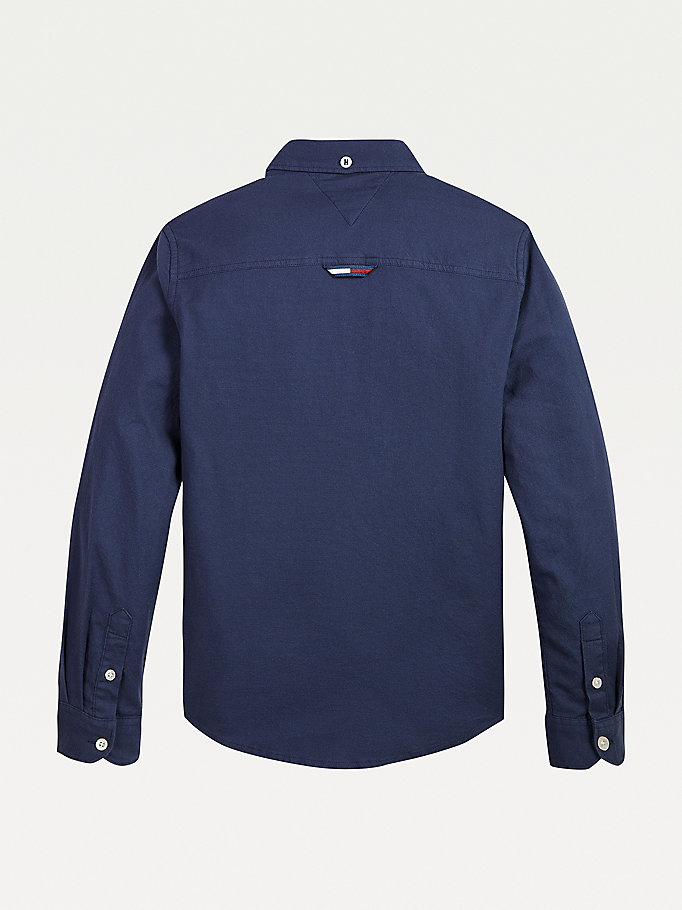 Tommy Hilfiger Stretch Organic Bomull Oxford Skjorte Gutt Blå | KGALNP-285