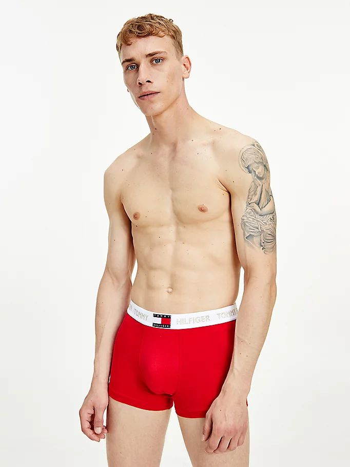 Tommy Hilfiger Stretch Organic Bomull Shimmer Logo Trunks Undertøy Herre Rød | HCTLPO-470