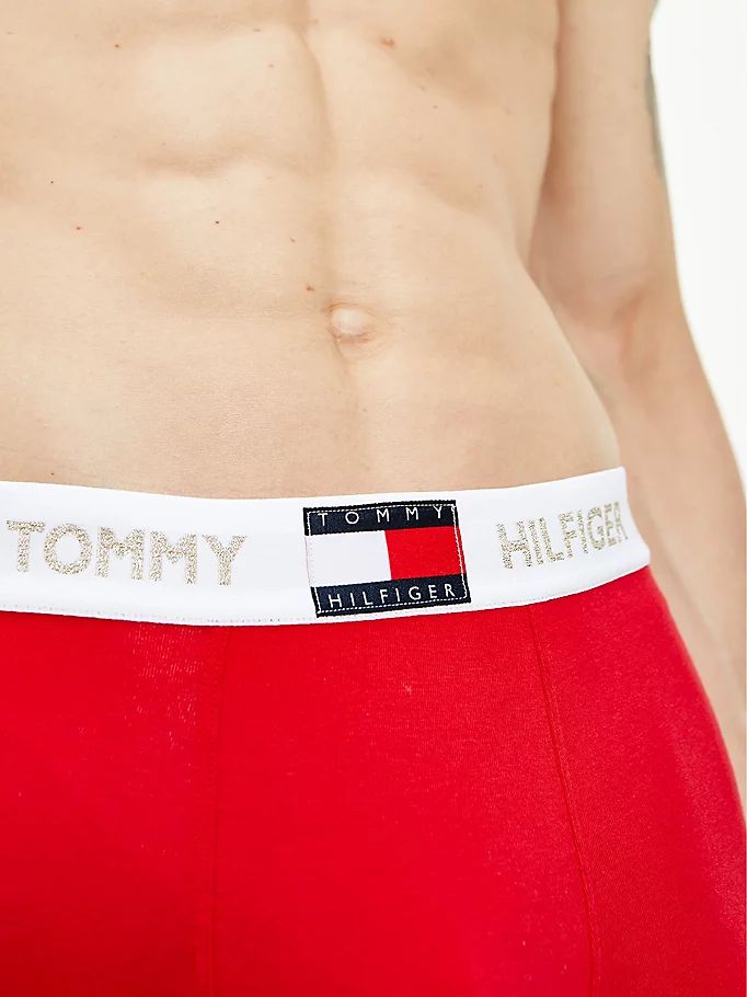 Tommy Hilfiger Stretch Organic Bomull Shimmer Logo Trunks Undertøy Herre Rød | HCTLPO-470