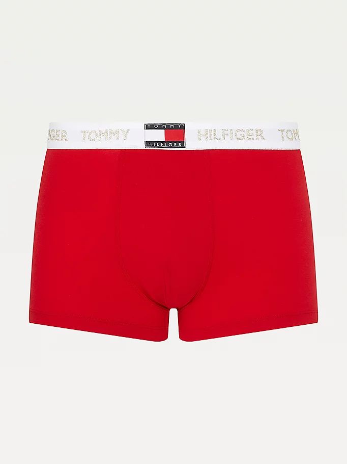 Tommy Hilfiger Stretch Organic Bomull Shimmer Logo Trunks Undertøy Herre Rød | HCTLPO-470