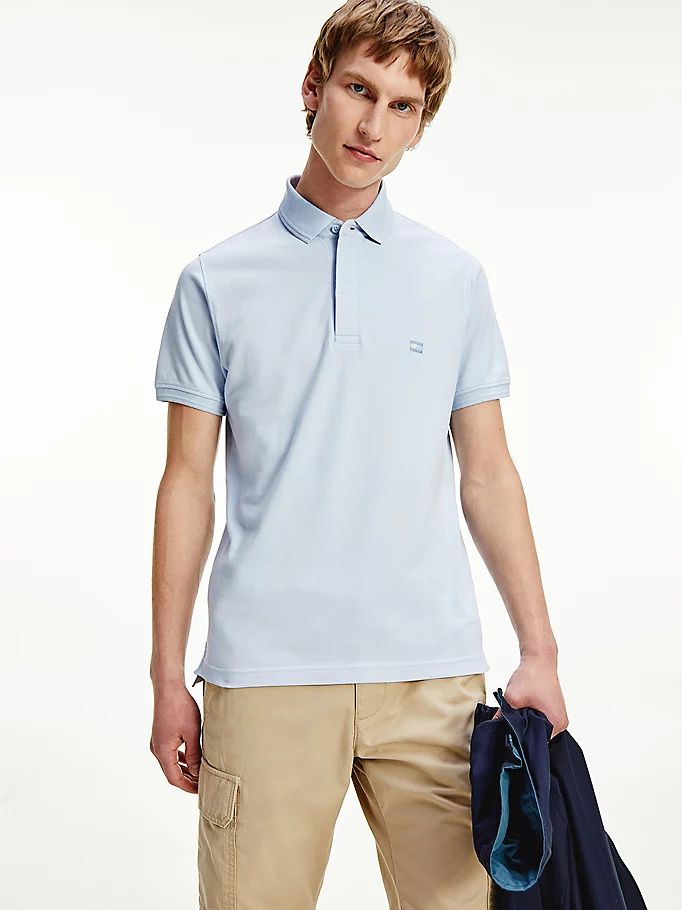 Tommy Hilfiger Stretch Organic Bomull Slim Fit Polo T Skjorte Herre Blå | EYGCXQ-389