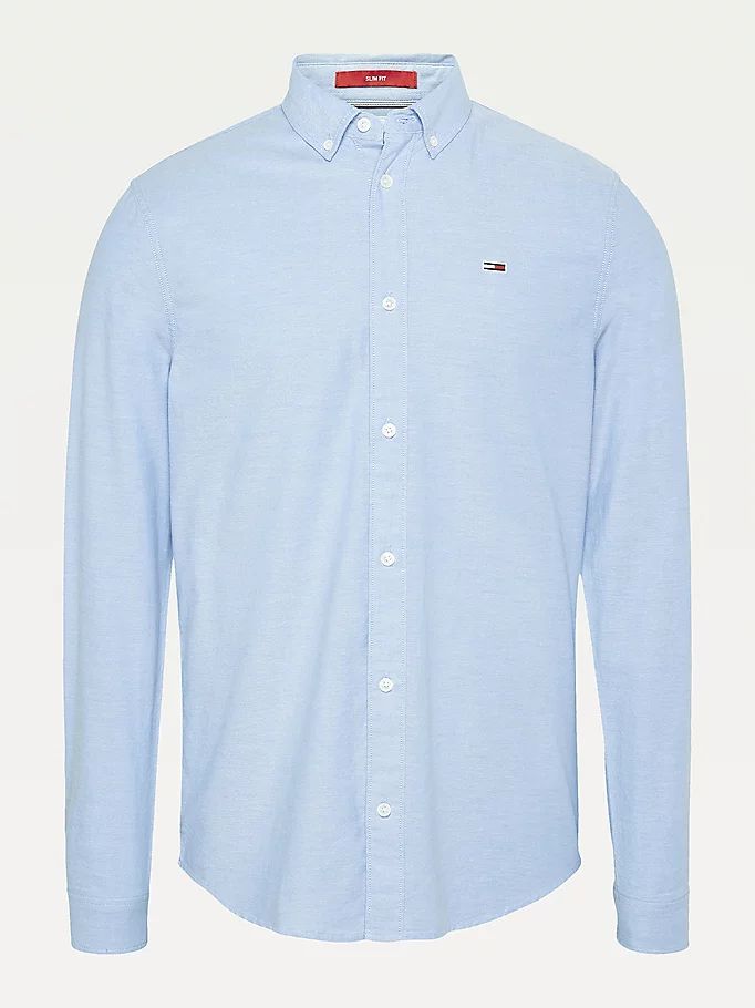 Tommy Hilfiger Stretch Oxford Bomull Slim Fit Skjorte Herre Blå | BYIGSZ-624