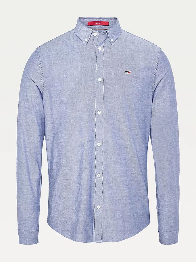 Tommy Hilfiger Stretch Oxford Bomull Slim Fit Skjorte Herre Blå | LAEVMY-672