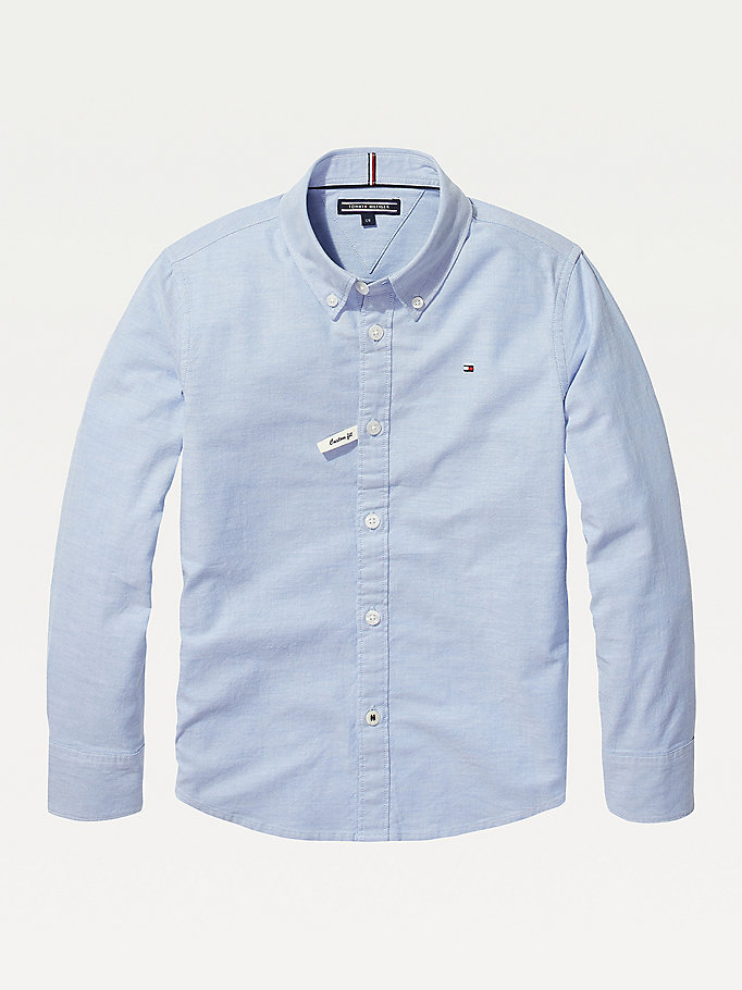 Tommy Hilfiger Stretch Oxford Skjorte Gutt Blå | WYFEXA-073