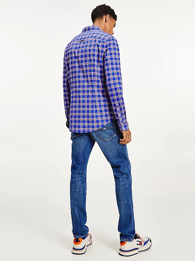 Tommy Hilfiger Stretch Poplin Check Skjorte Herre Lilla | PDGZMB-257