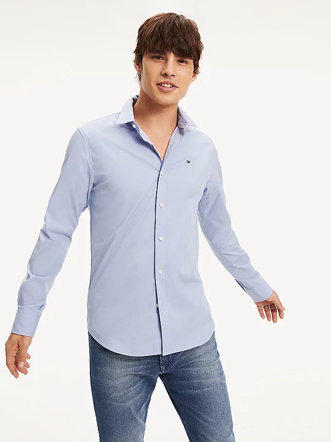 Tommy Hilfiger Stretch Slim Fit Skjorte Herre Lilla | BKUEPM-630