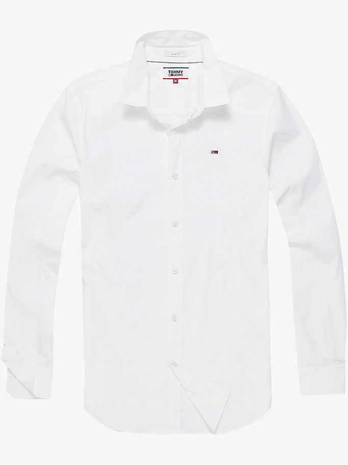 Tommy Hilfiger Stretch Slim Fit Skjorte Herre Hvite | ICOTXA-092