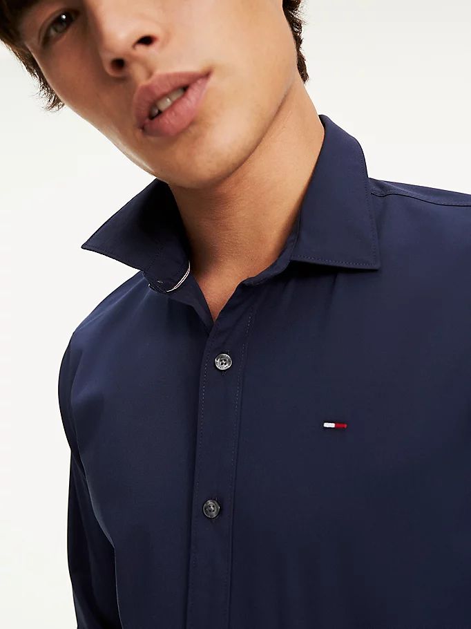 Tommy Hilfiger Stretch Slim Fit Skjorte Herre Blå | PSKZFB-970