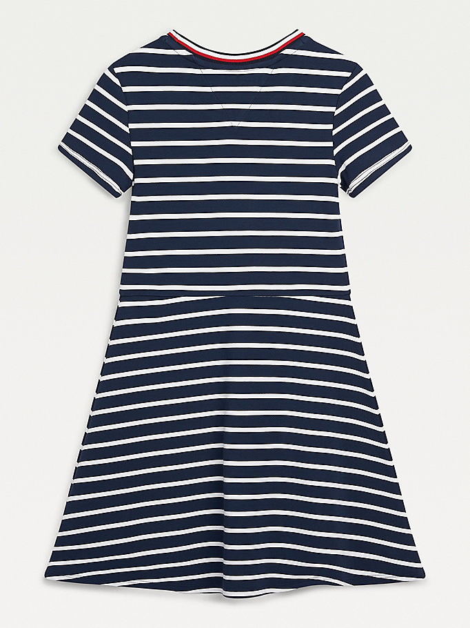 Tommy Hilfiger Stretch Viscose Stripe Kjoler Jente Blå | SJBHWG-029