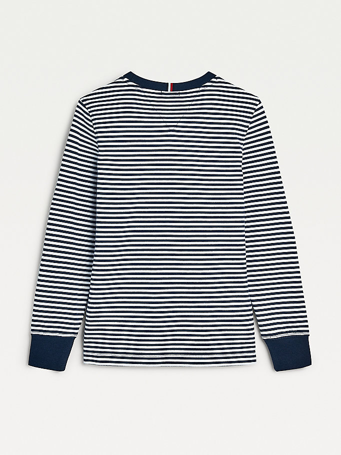 Tommy Hilfiger Stripe Long Sleeve T-skjorte Gutt Blå | TEHMBP-495